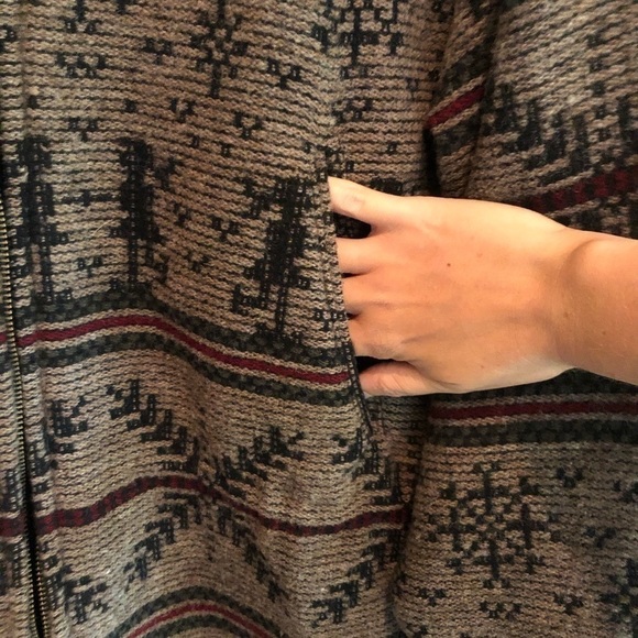 Vintage Woolrich Wool Snowflake Print Brown Hooded‎ Coat Size Medium - Picture 7 of 8